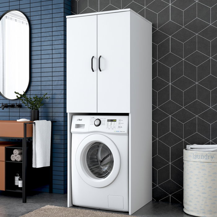 Hanah Home KD110 - 3192 Gabinete para Lavadora, Blanco, 65cm Ancho x 181.8cm Alto x 62.5cm Profundo